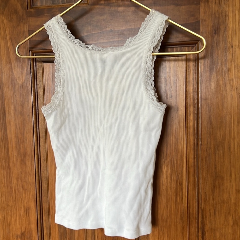 JOHN GALT BRANDY MELVILLE 90s Y2K Lace Trim Fairy Tank Top White - Picture 3 of 7
